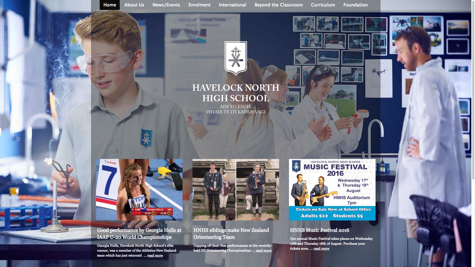 Havelock North High School website screenshot